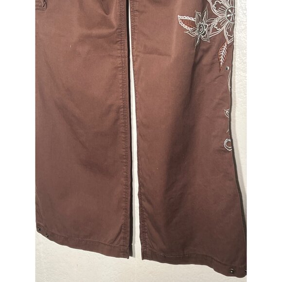 By Deep Los Angeles Small Brown Cargo Pants Cotton Embroidered Y2K - Picture 16 of 16